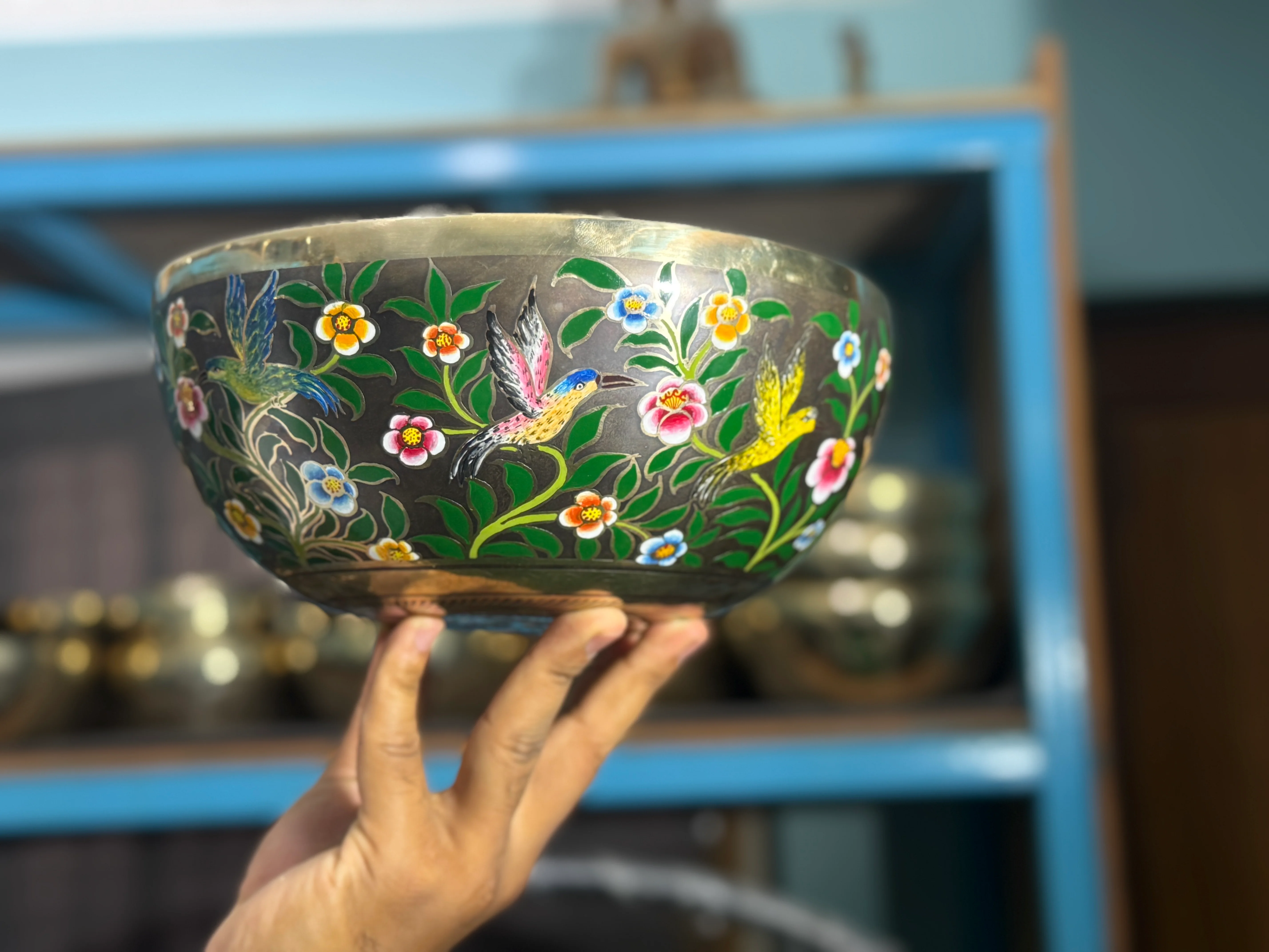 The Hummingbird's Garden. 8.5 Inch Hand-Painted Singing Bowl. Limited Edition Run - Image 14