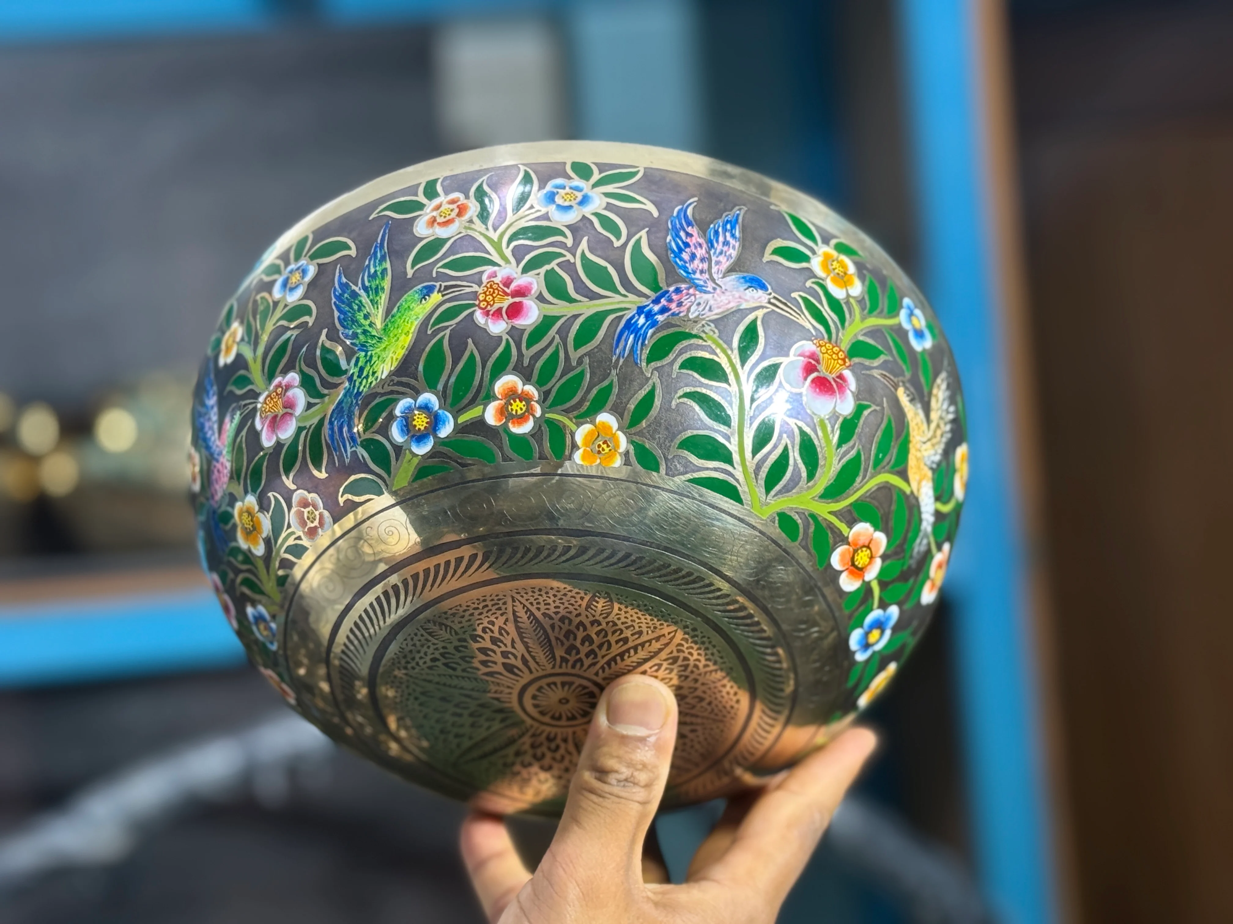 The Hummingbird's Garden. 8.5 Inch Hand-Painted Singing Bowl. Limited Edition Run - Image 25