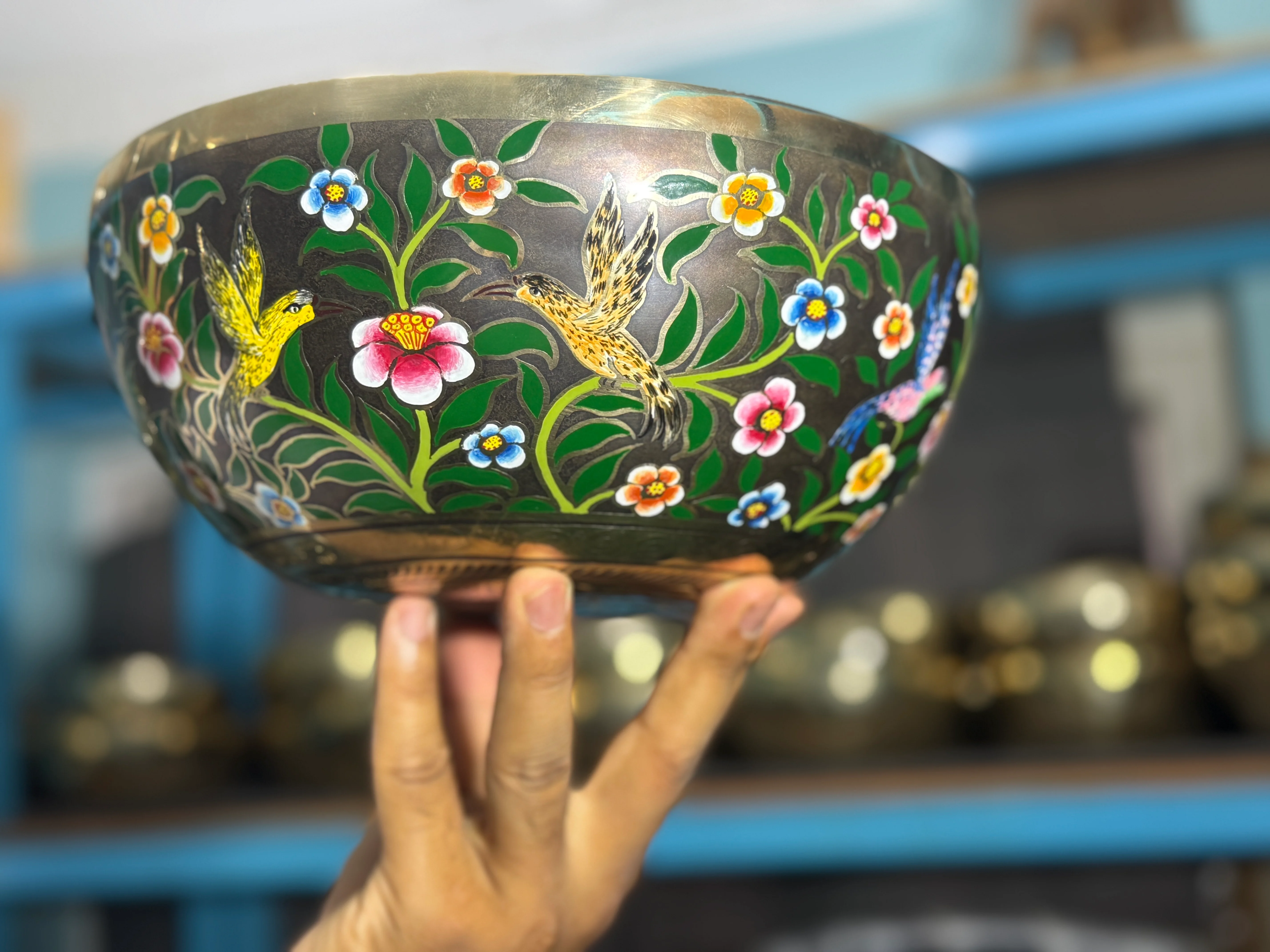 The Hummingbird's Garden. 8.5 Inch Hand-Painted Singing Bowl. Limited Edition Run - Image 3
