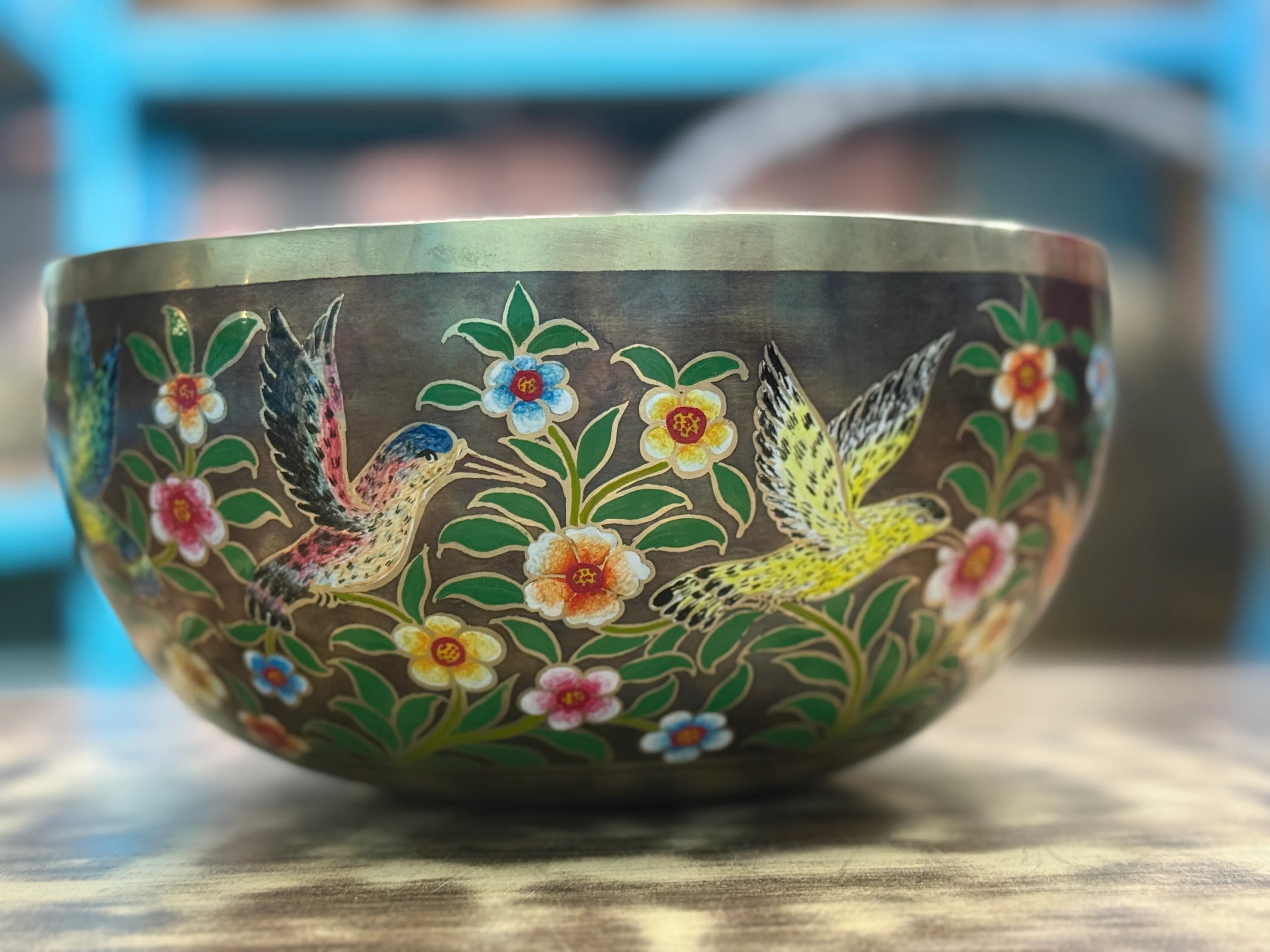 The Hummingbird's Garden. 8.5 Inch Hand-Painted Singing Bowl. Limited Edition Run - Image 47