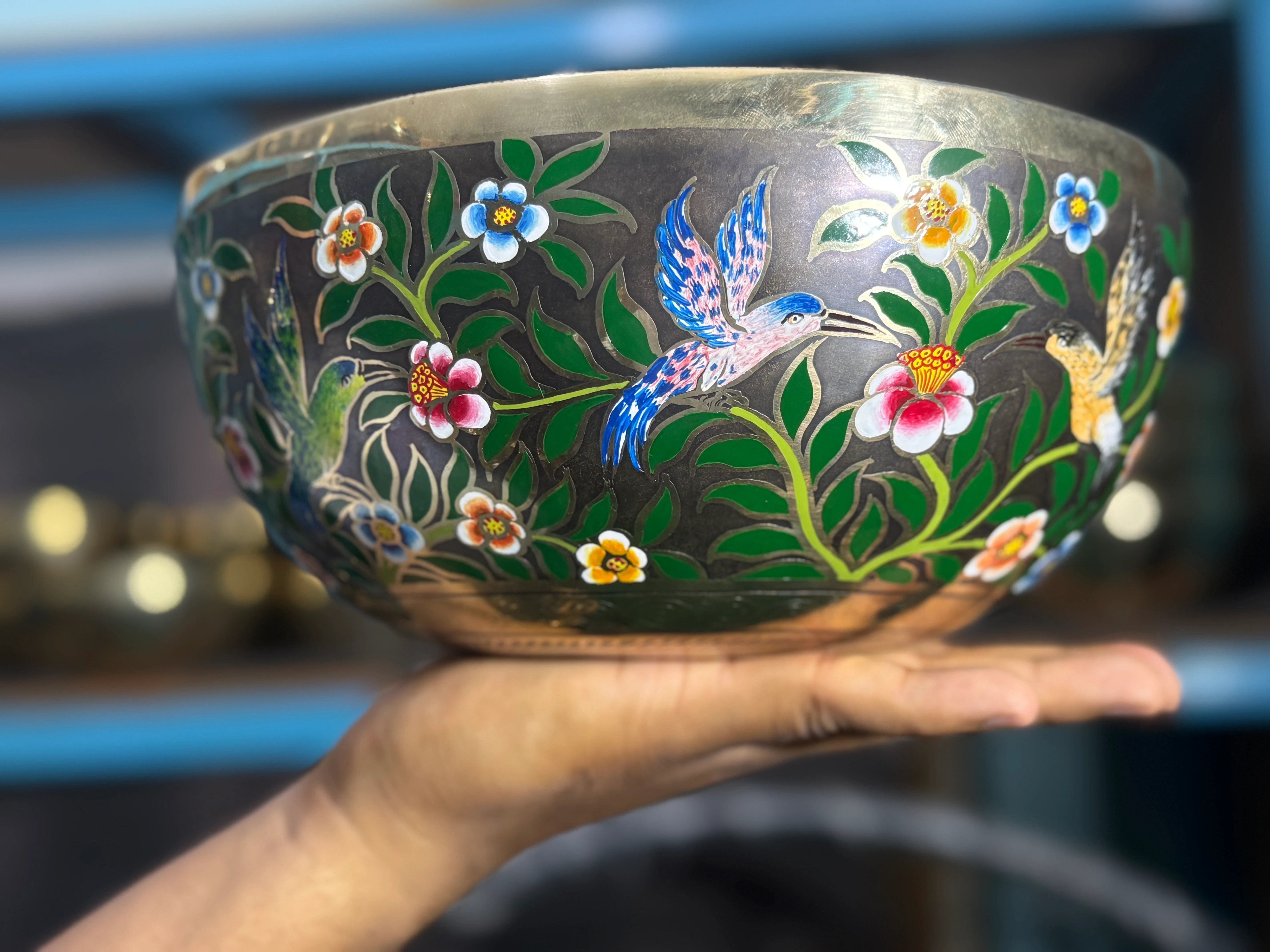 The Hummingbird's Garden. 8.5 Inch Hand-Painted Singing Bowl. Limited Edition Run - Image 6