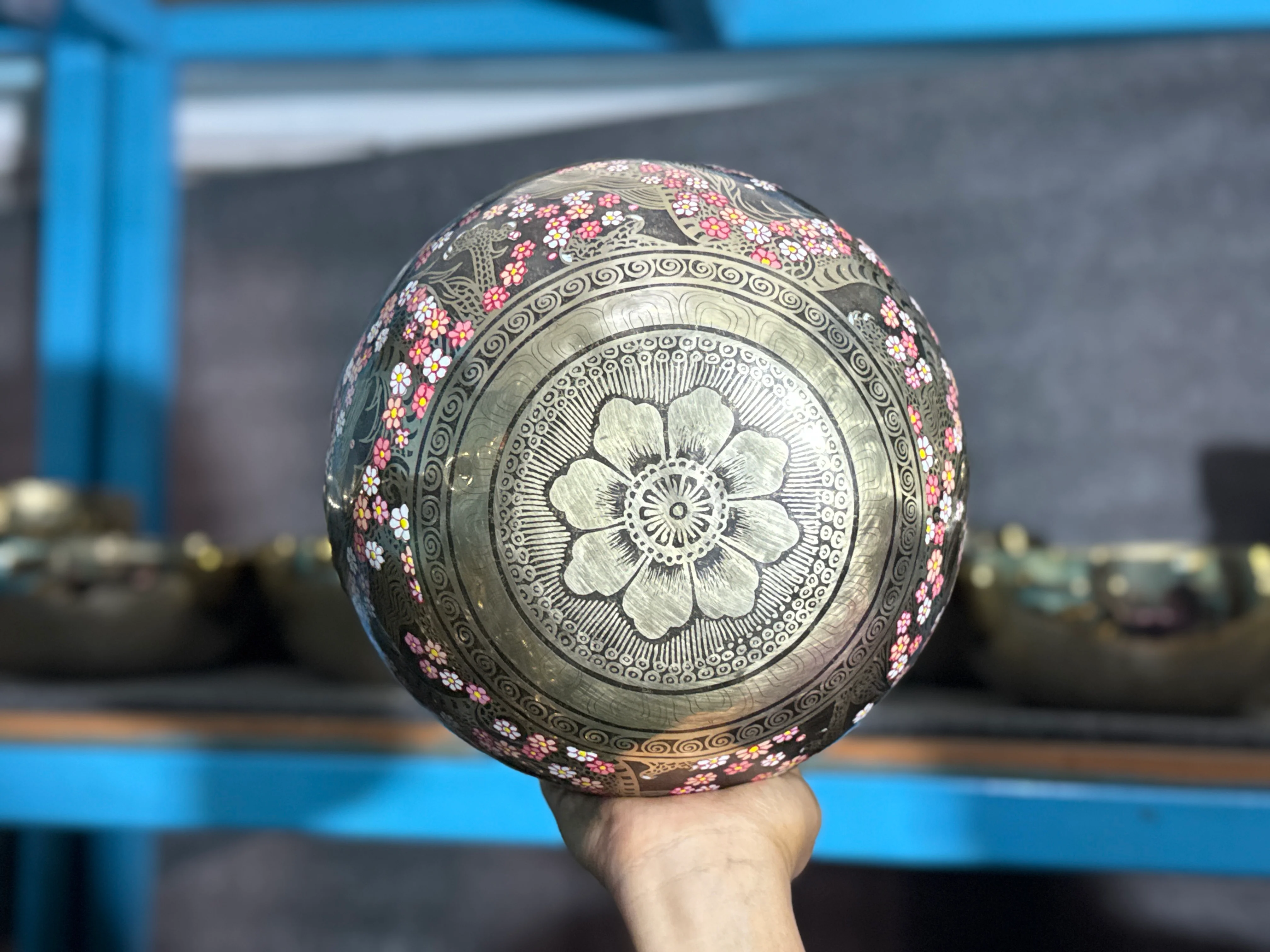 Second Song Collection: The Flower Dragon. 9 Inch Hand-Painted Singing Bowl. - Image 12