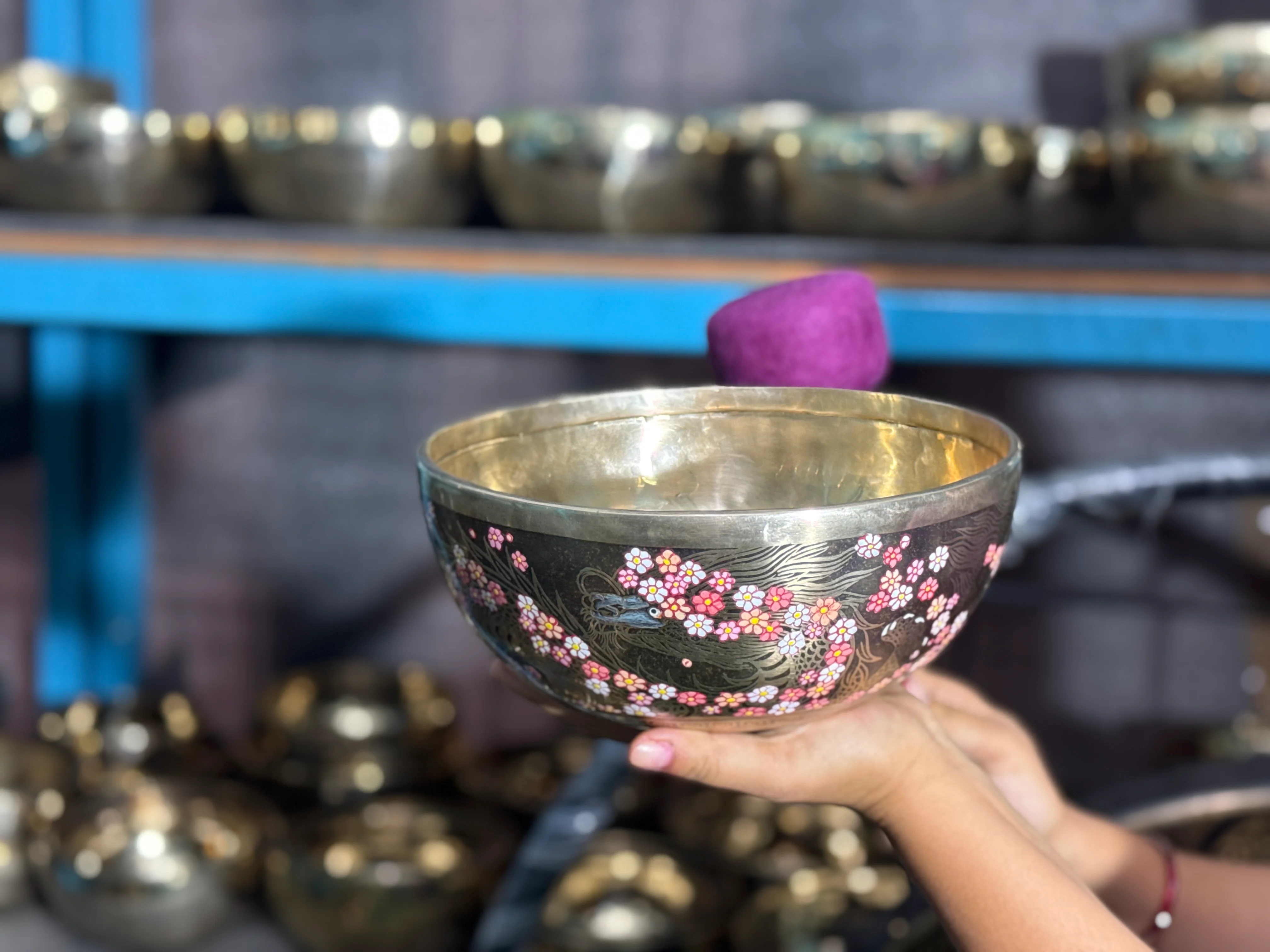 Second Song Collection: The Flower Dragon. 9 Inch Hand-Painted Singing Bowl. - Image 16
