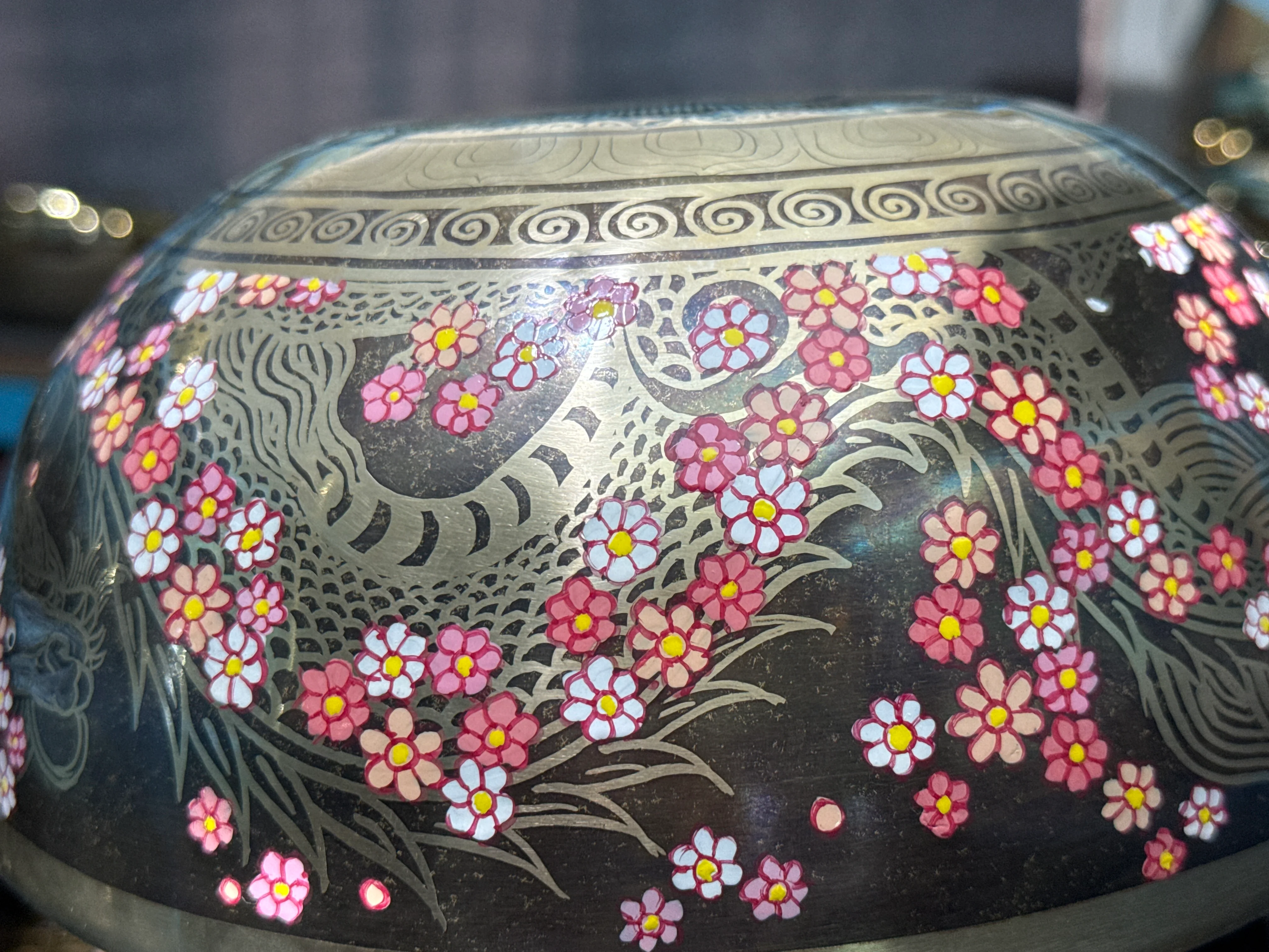 Second Song Collection: The Flower Dragon. 9 Inch Hand-Painted Singing Bowl. - Image 21