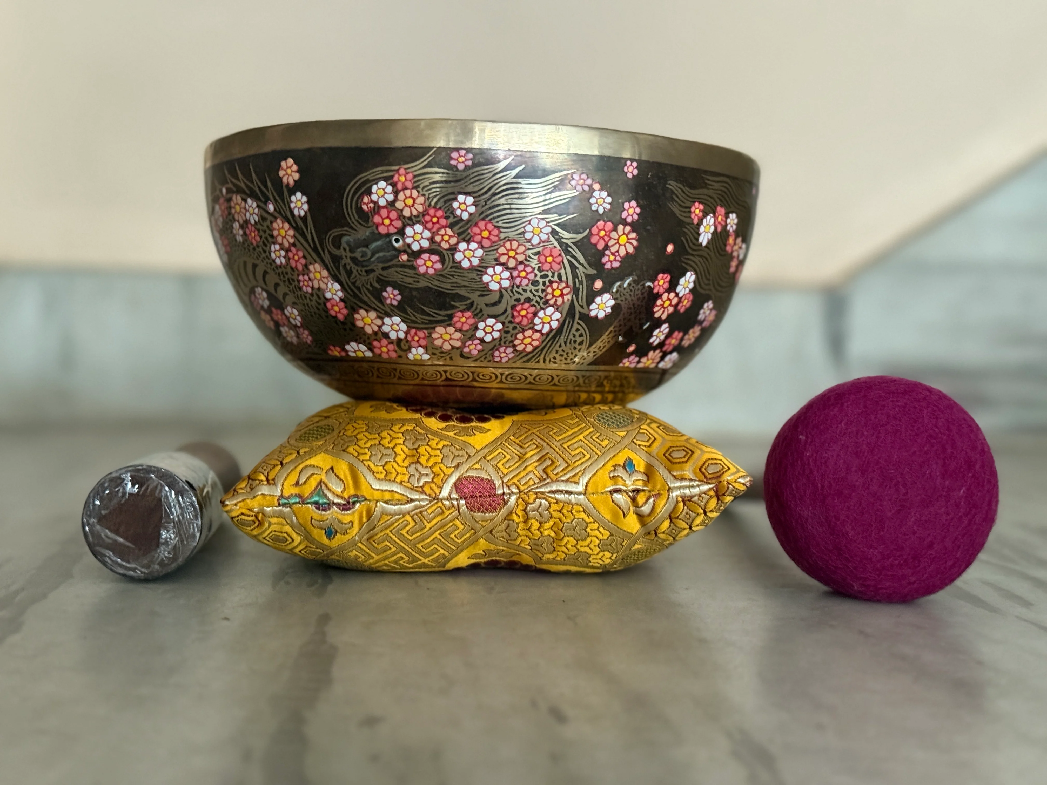 Second Song Collection: The Flower Dragon. 9 Inch Hand-Painted Singing Bowl. - Image 24