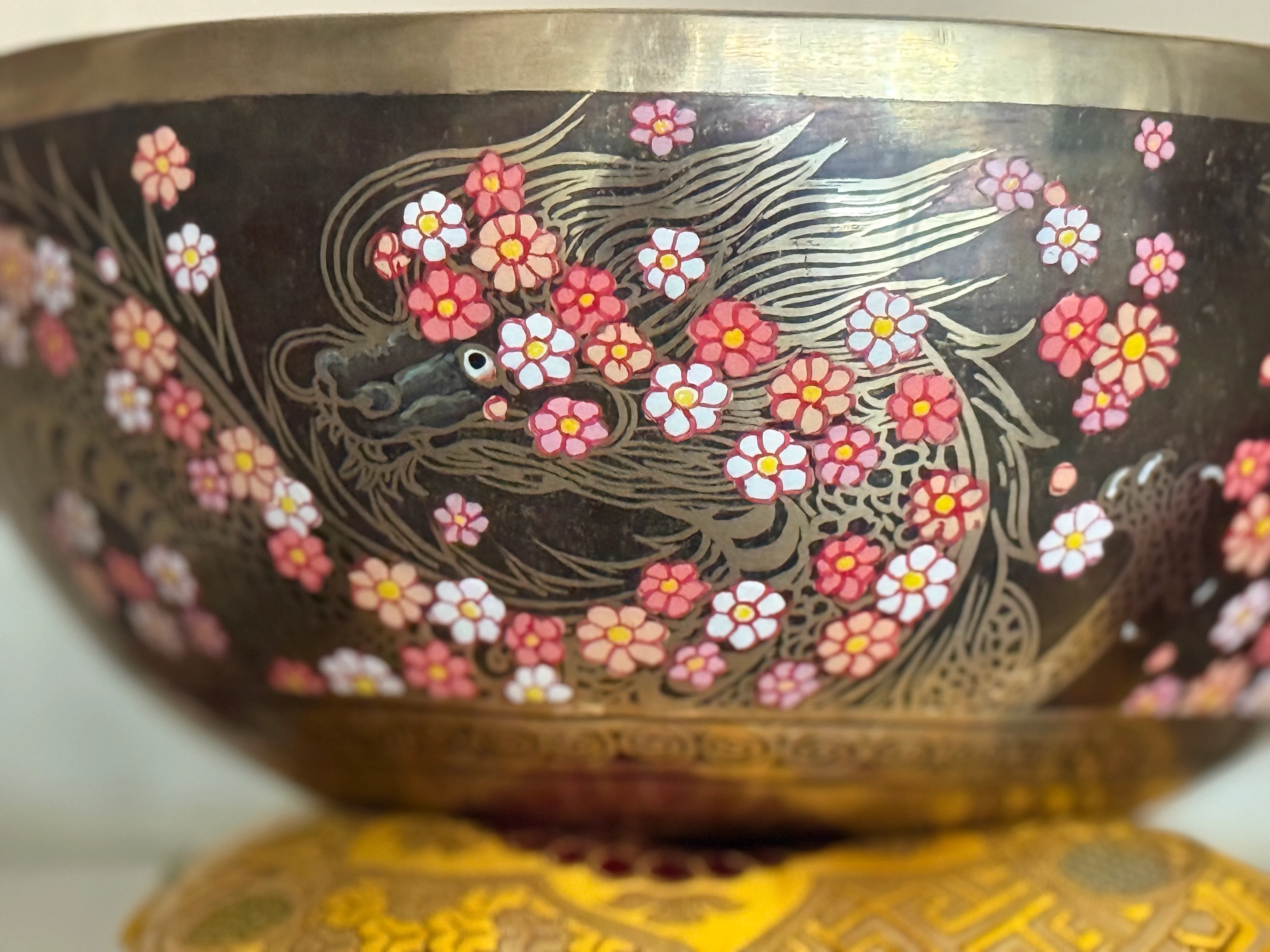 Second Song Collection: The Flower Dragon. 9 Inch Hand-Painted Singing Bowl. - Image 25