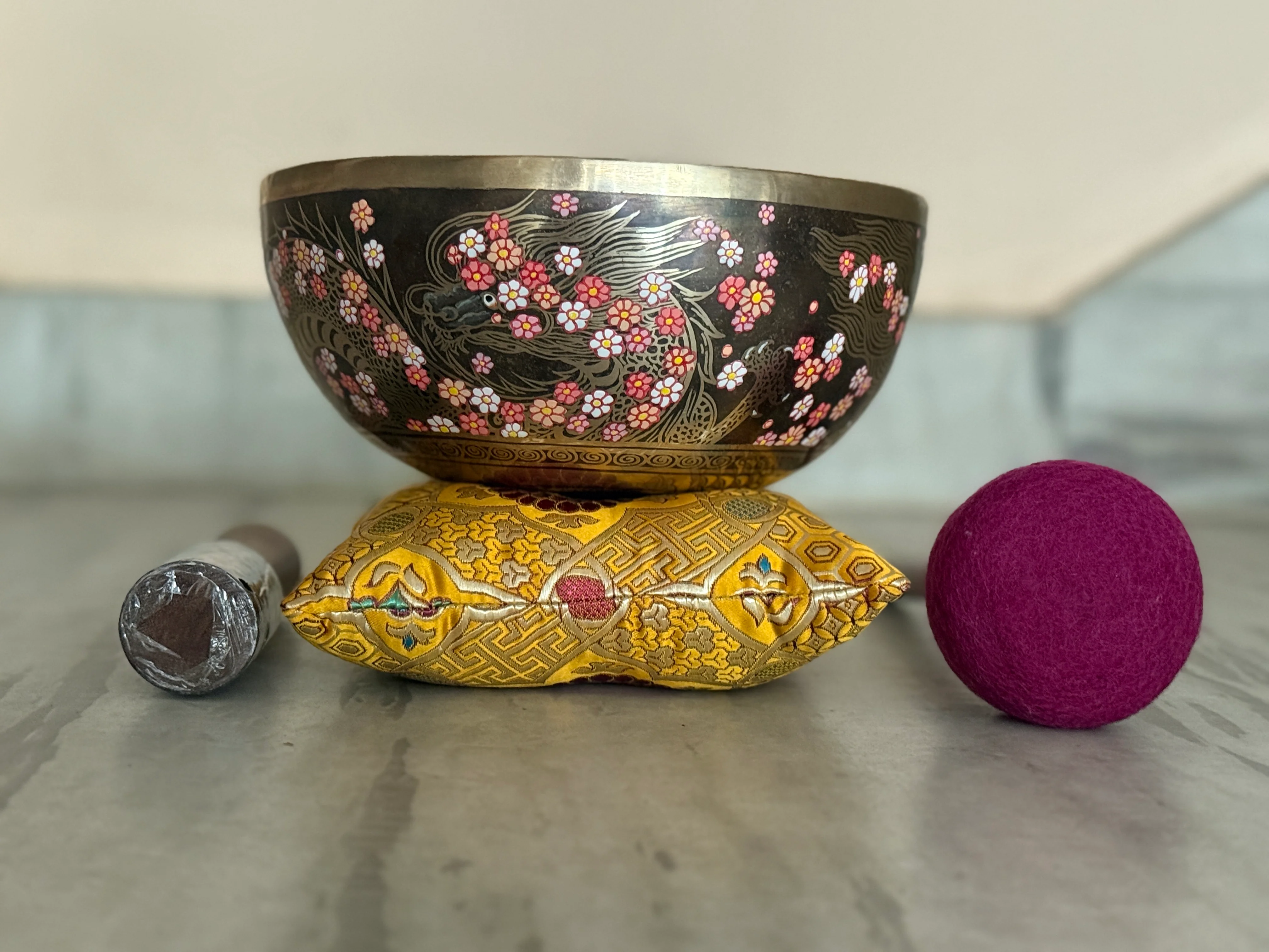 Second Song Collection: The Flower Dragon. 9 Inch Hand-Painted Singing Bowl. - Image 26