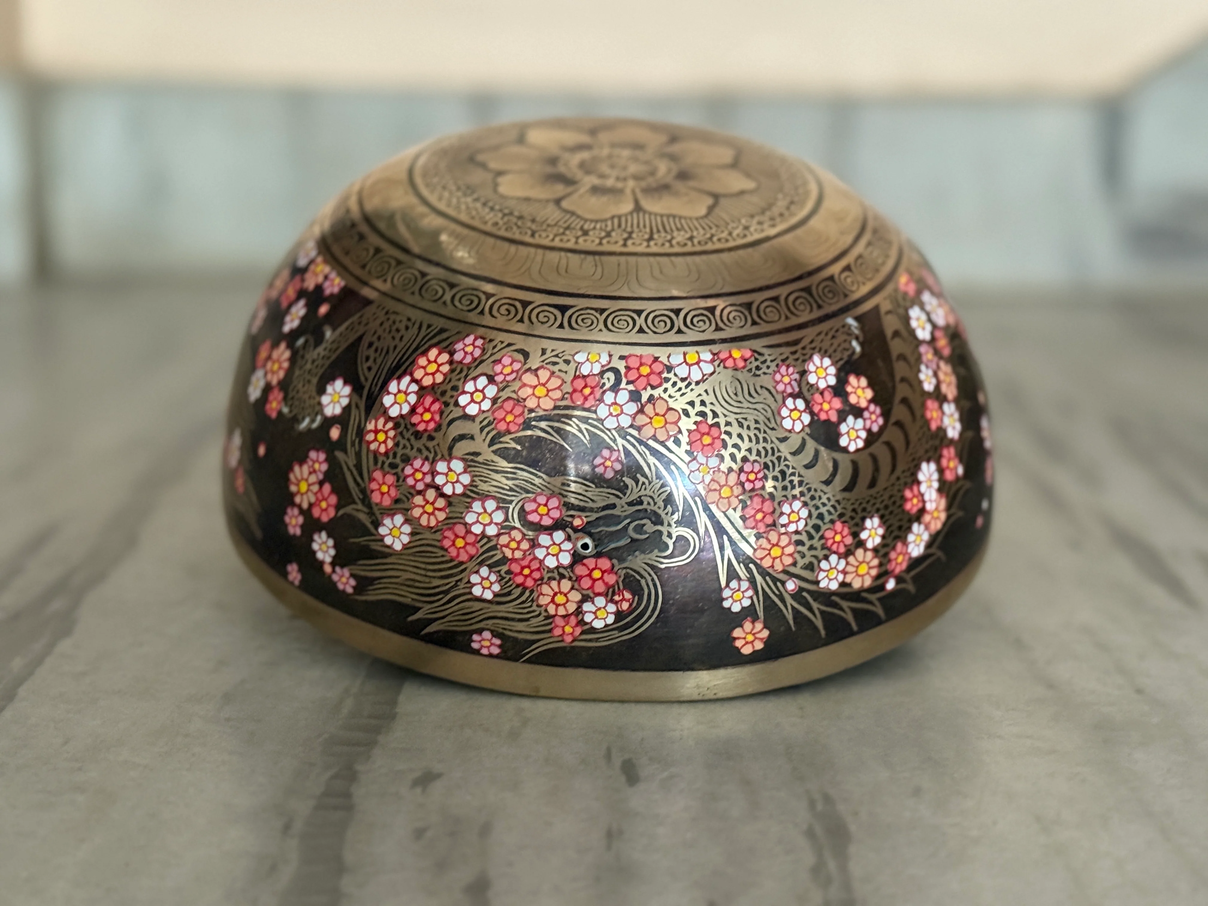 Second Song Collection: The Flower Dragon. 9 Inch Hand-Painted Singing Bowl. - Image 29