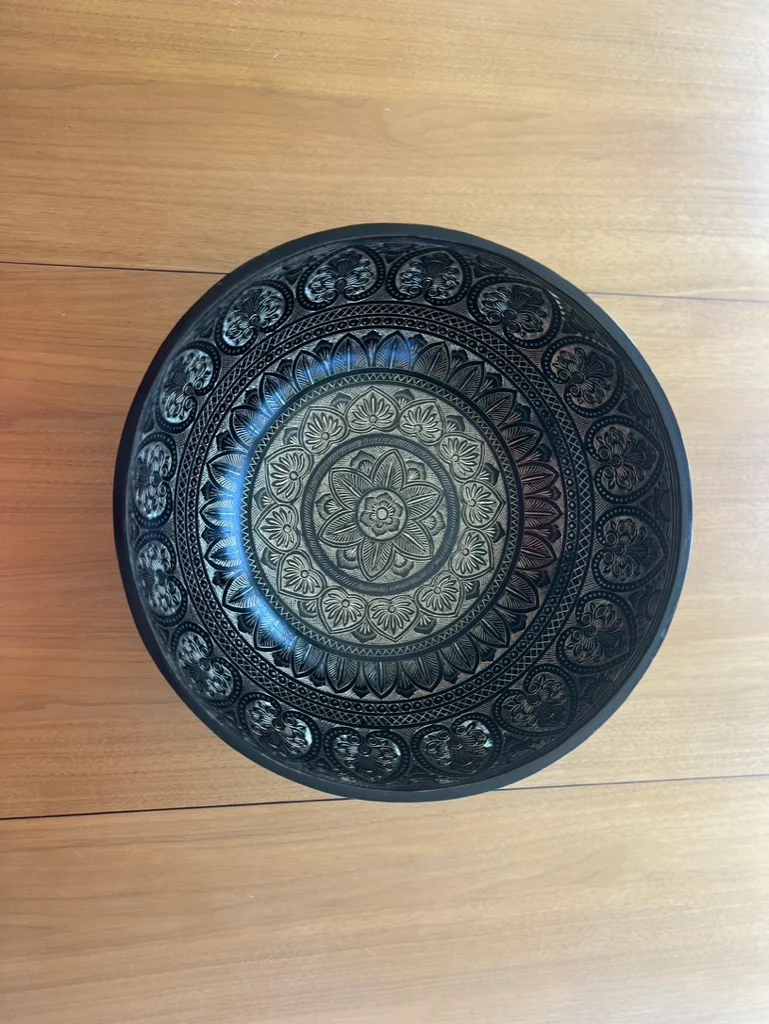 The 15.5 Inch Deep Engraved Midnight Lotus Singing Bowl I Handmade Large Format Bell Bronze - Image 10